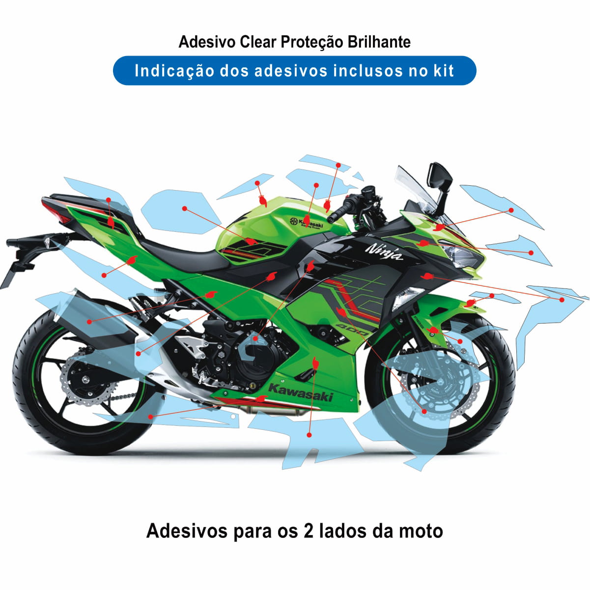 Adesivo Proteção Ninja 400 Completo Clear 2018 / 2024 - Imagem 2