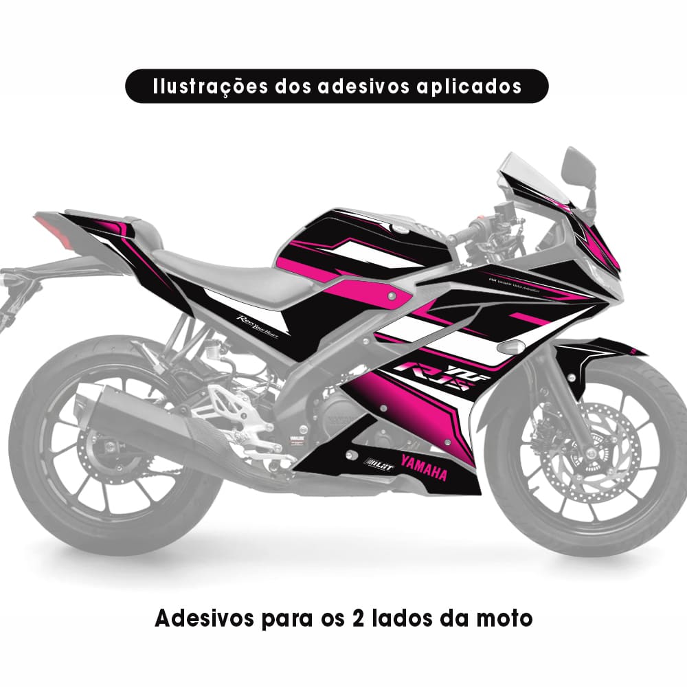 Adesivo R15 Yzf V3 Completo 2019/2026 - Racing Nani Preta/Rosa - Imagem 2