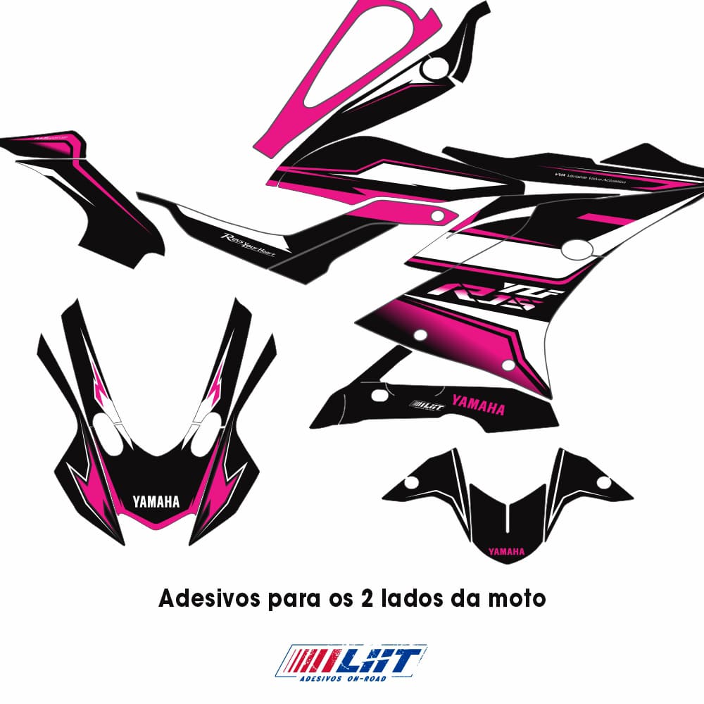 Adesivo R15 Yzf V3 Completo 2019/2026 - Racing Nani Preta/Rosa - Imagem 3