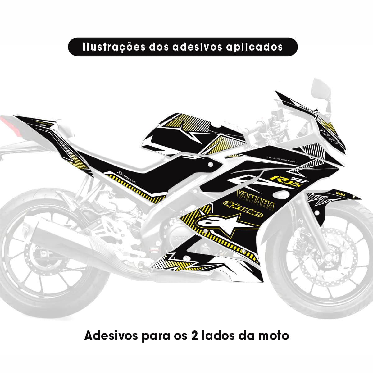 Adesivo R15 Yzf V3 Completo 2019/2026 - Alpnestar Preta - Imagem 2
