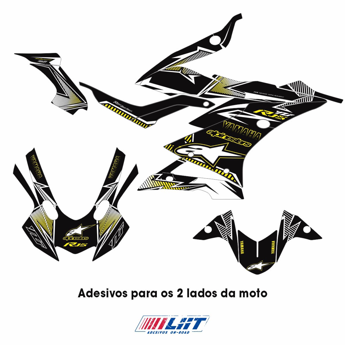 Adesivo R15 Yzf V3 Completo 2019/2026 - Alpnestar Preta - Imagem 3