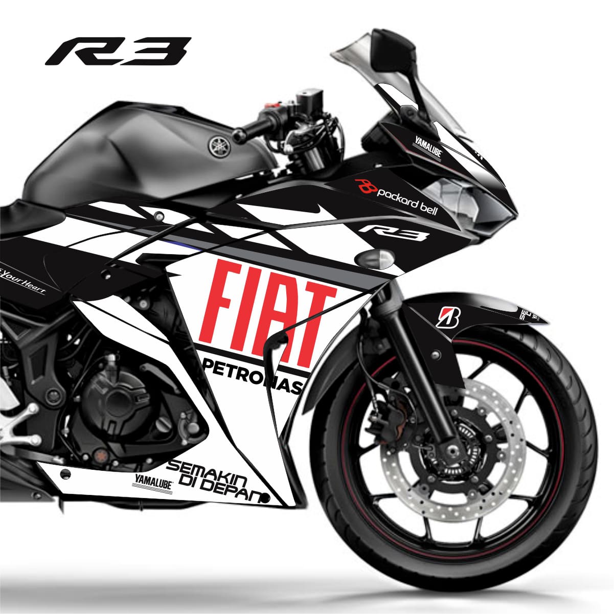 Adesivo R3 Completo 2013/2018 - Fiat Preto MotoGP