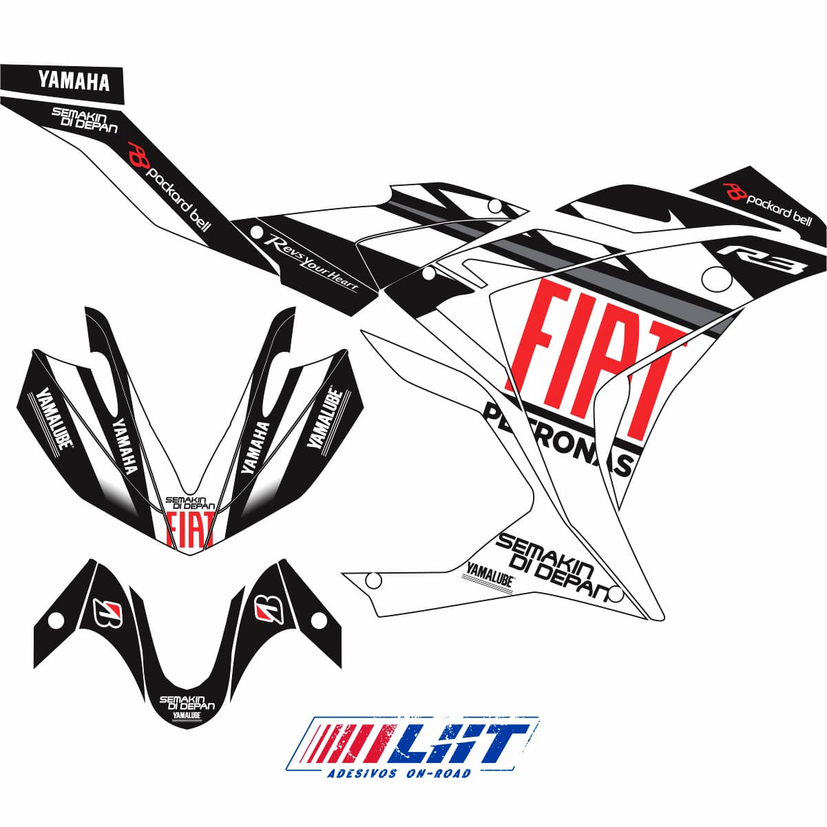 Adesivo R3 Completo 2013/2018 - Fiat Preto MotoGP - Imagem 3