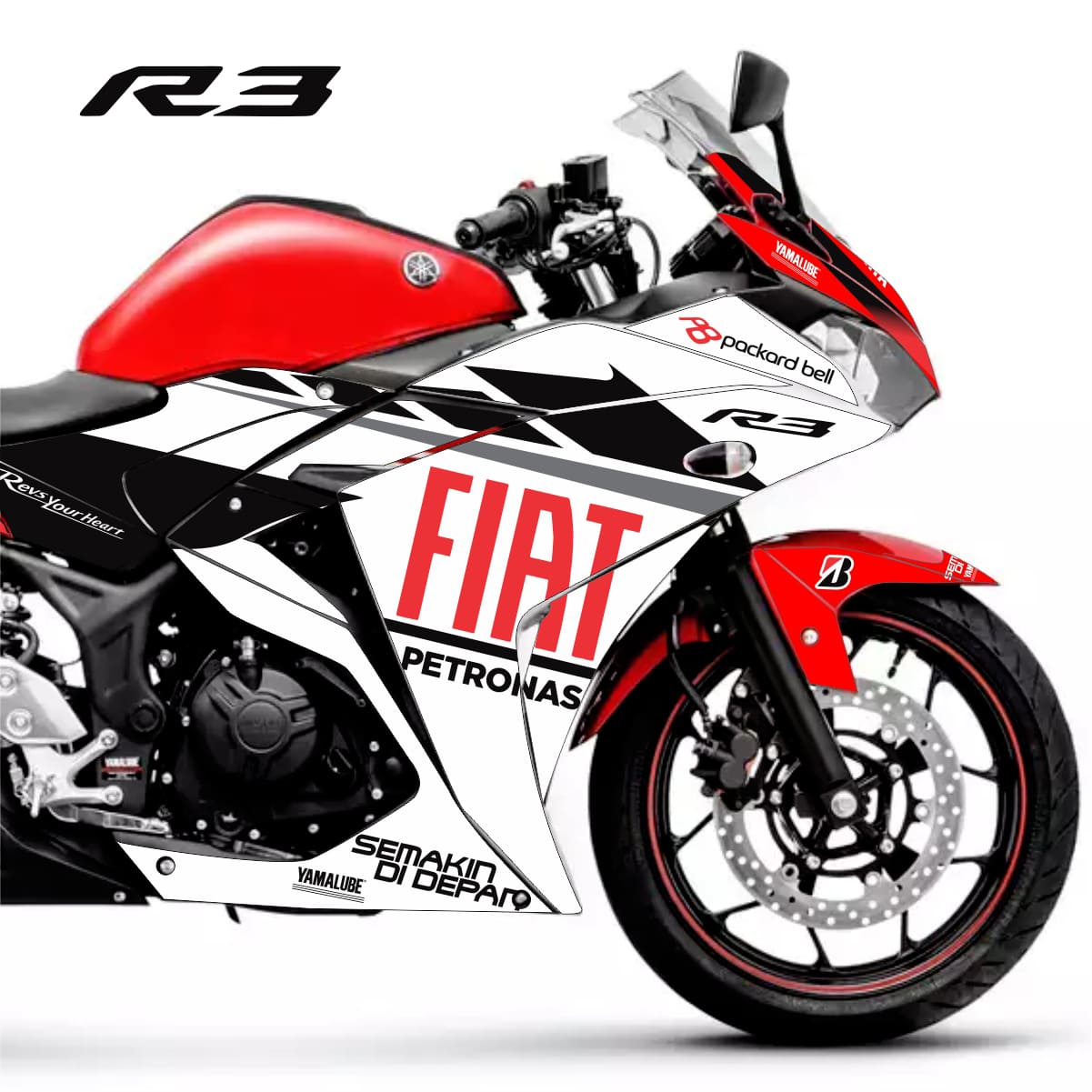 Adesivo R3 Completo 2013/2018 - Fiat Vermelho MotoGP