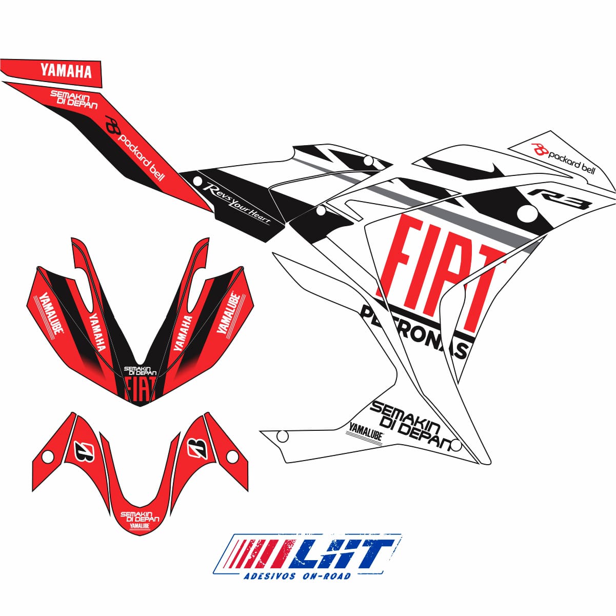 Adesivo R3 Completo 2013/2018 - Fiat Vermelho MotoGP - Imagem 3