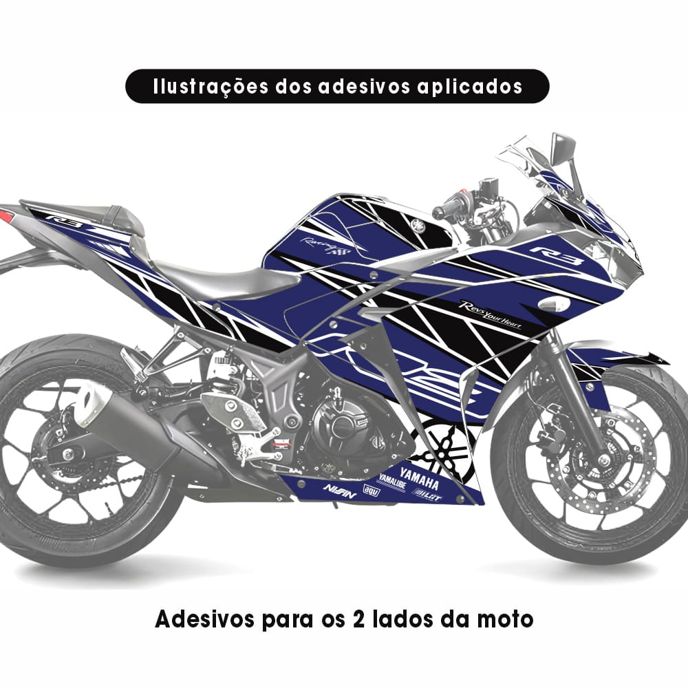Adesivo R3 Completo 2013/2018 - Racing Flux Azul - Imagem 2