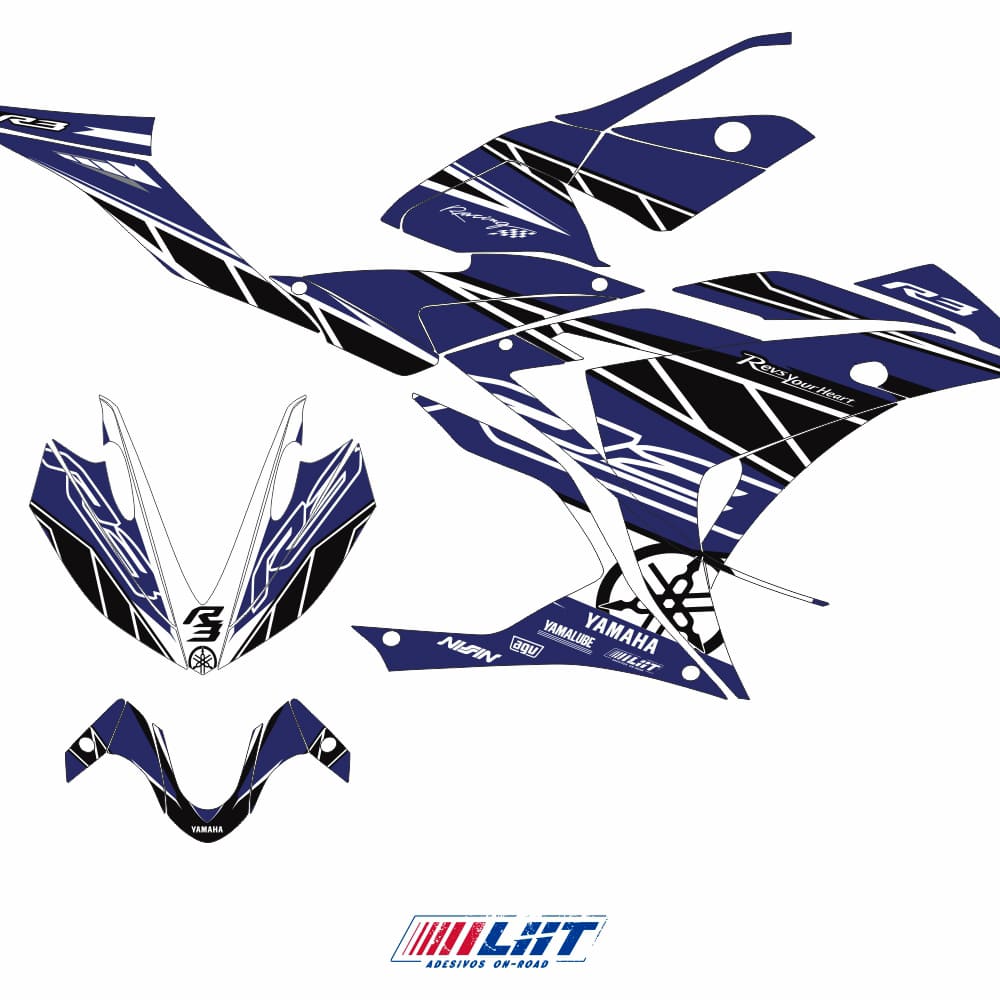 Adesivo R3 Completo 2013/2018 - Racing Flux Azul - Imagem 3
