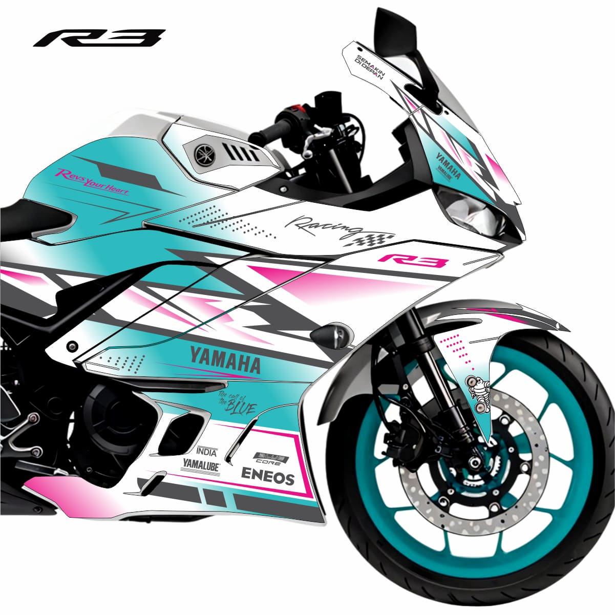 Adesivo R3 Completo 2020/2024 - Racing Flow Banca/Turquesa