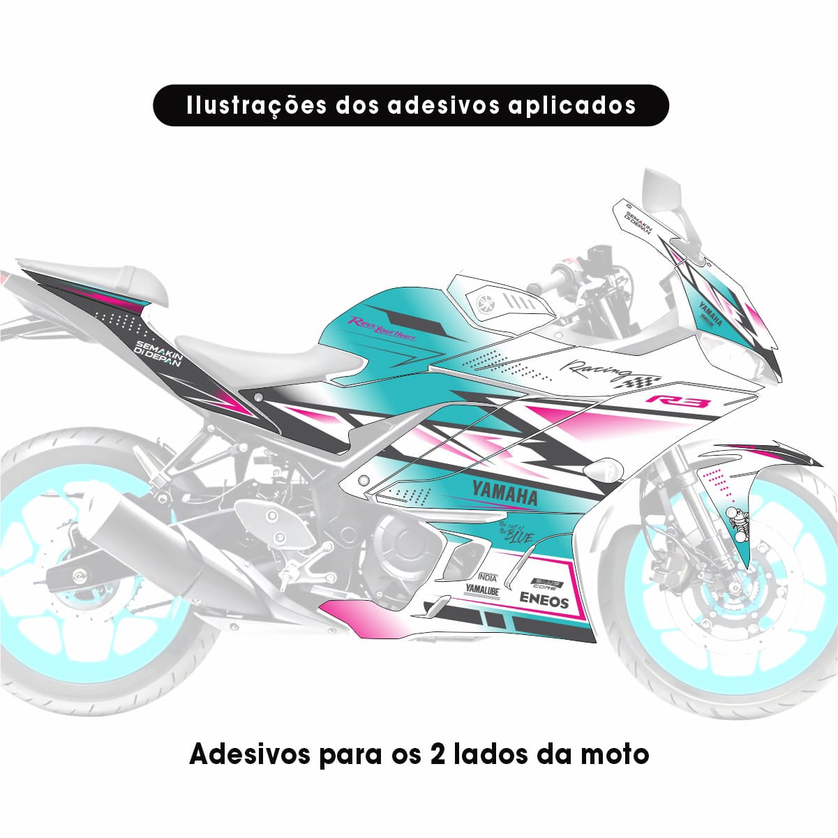 Adesivo R3 Completo 2020/2024 - Racing Flow Banca/Turquesa - Imagem 2
