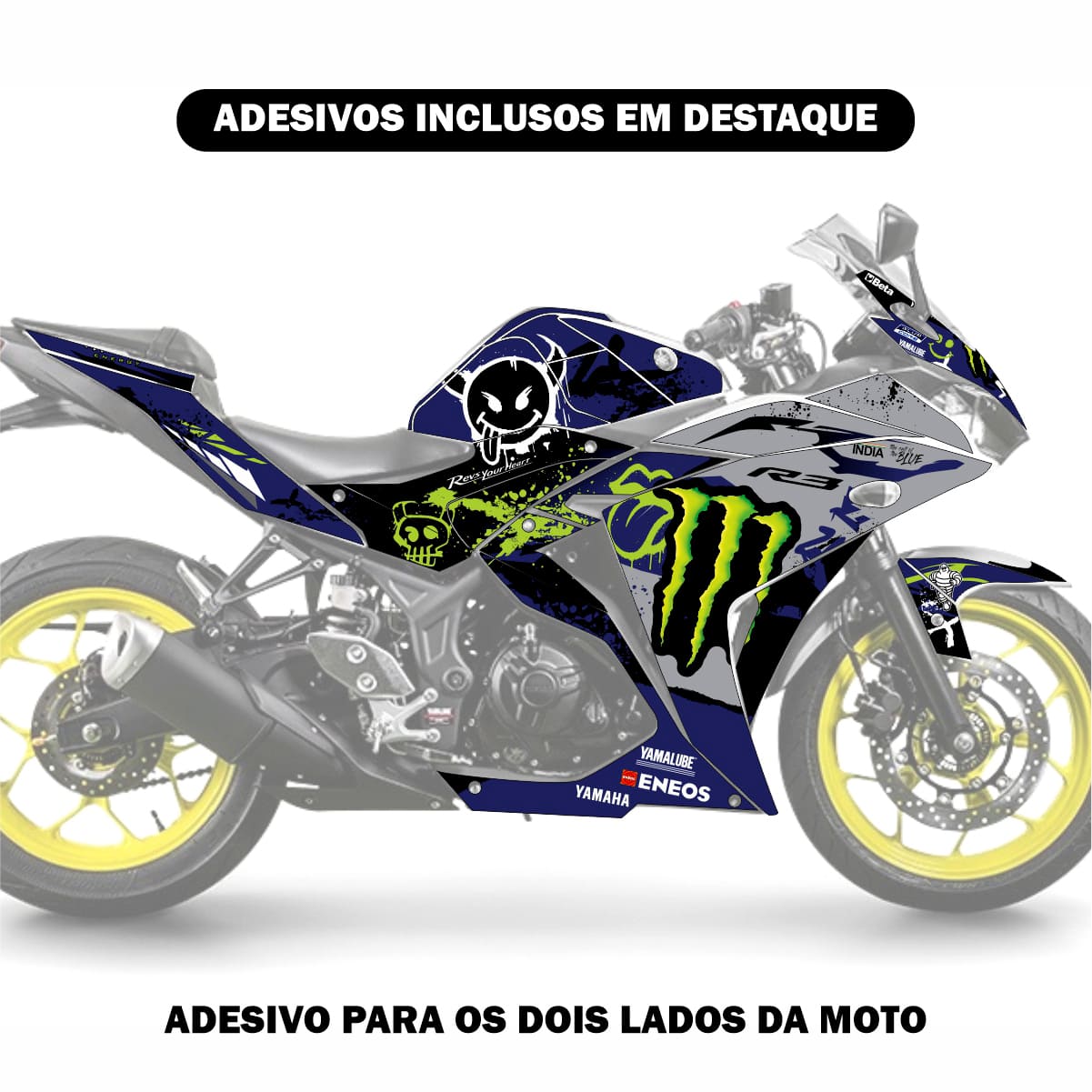 Adesivo R3 Completo 2013/2018 - M. Energy Savage Azul/Cinza - Imagem 2