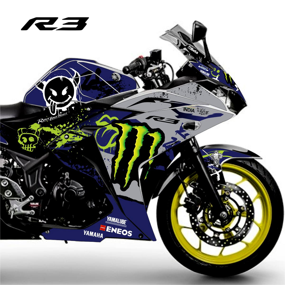 Adesivo R3 Completo 2013/2018 - M. Energy Savage Azul/Cinza