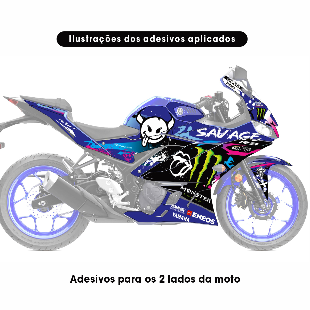 Adesivo R3 Completo 2020/2024 - Monster Savage Azul - Imagem 2