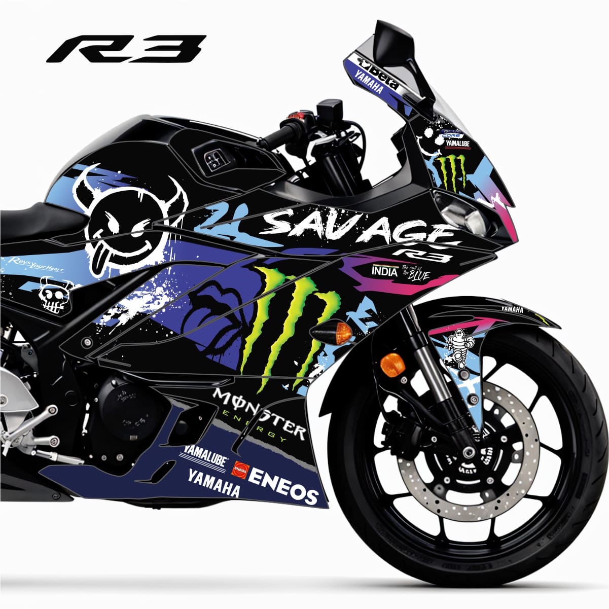Adesivo R3 Yzf Completo 2020/2024 Cinza - M. Energy Savage Preto