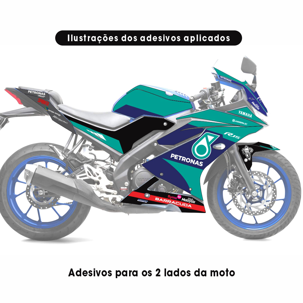 Adesivo R15 Yzf V3 Completo 2019/2026 - Petronas Azul/Cinza - Imagem 2