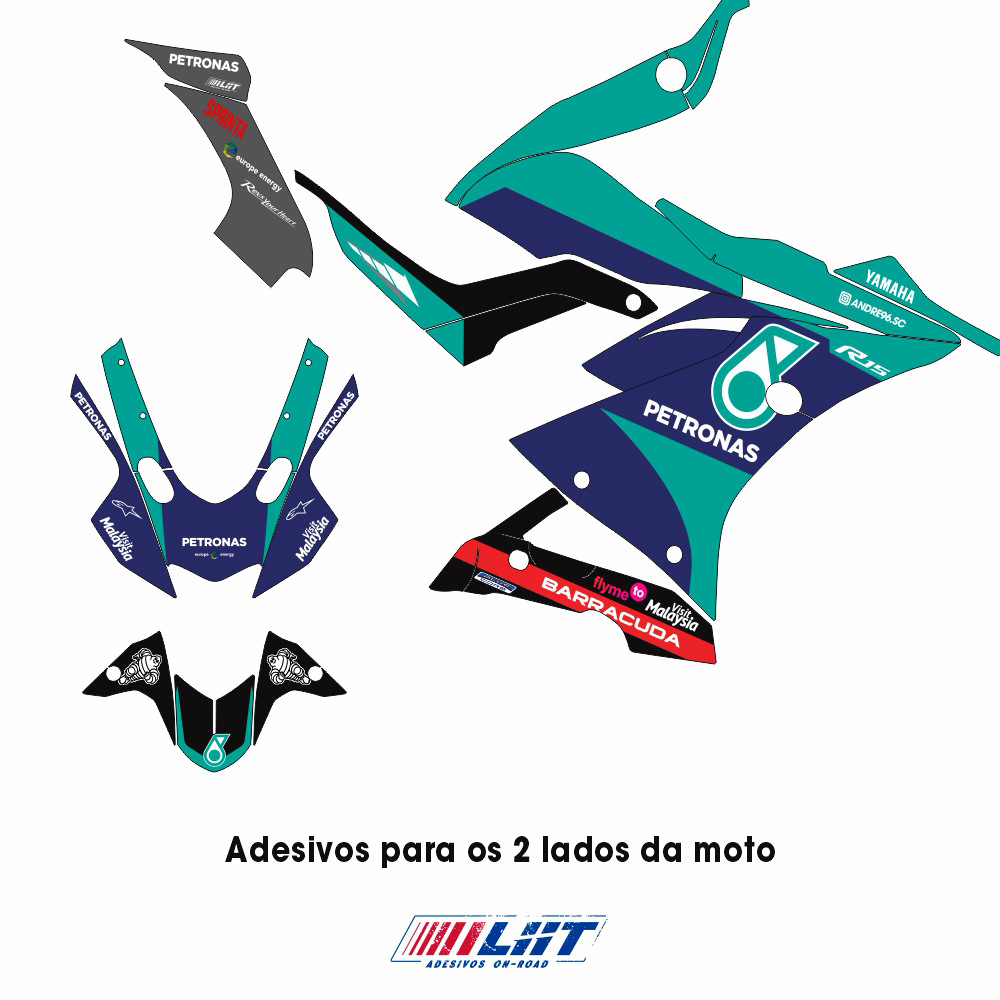 Adesivo R15 Yzf V3 Completo 2019/2026 - Petronas Azul/Cinza - Imagem 3