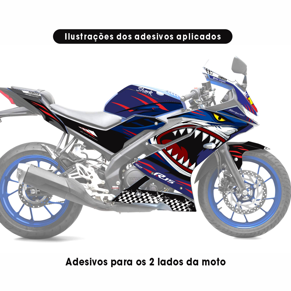Adesivo R15 Yzf V3 Completo 2019/2026 - Shark Racing Azul - Imagem 2