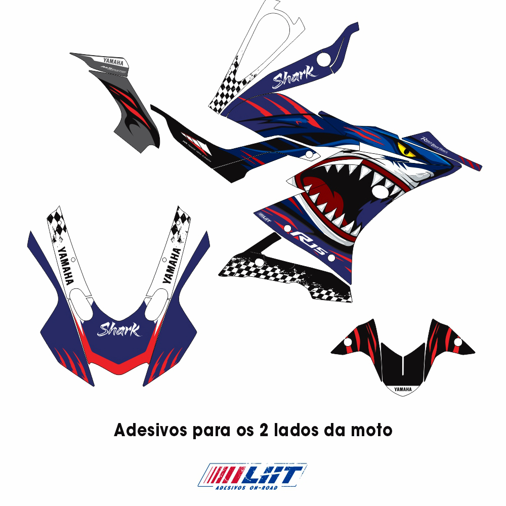 Adesivo R15 Yzf V3 Completo 2019/2026 - Shark Racing Azul - Imagem 3