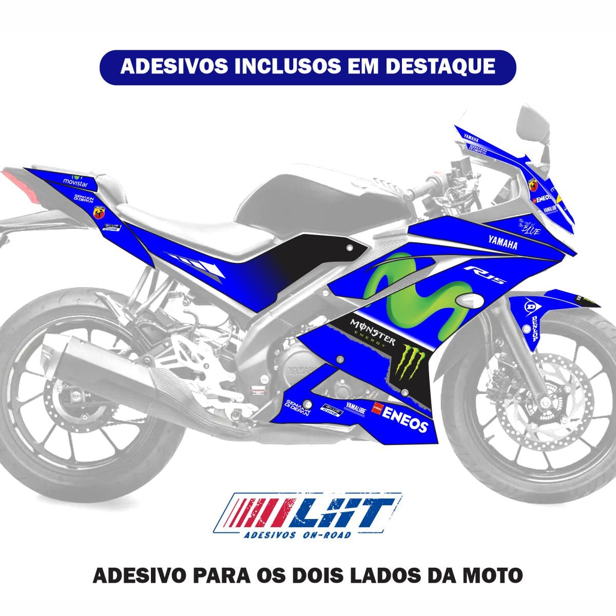 Adesivo R15 Yzf V3 Completo 2019/2026 - MoveStar Azul - Imagem 2