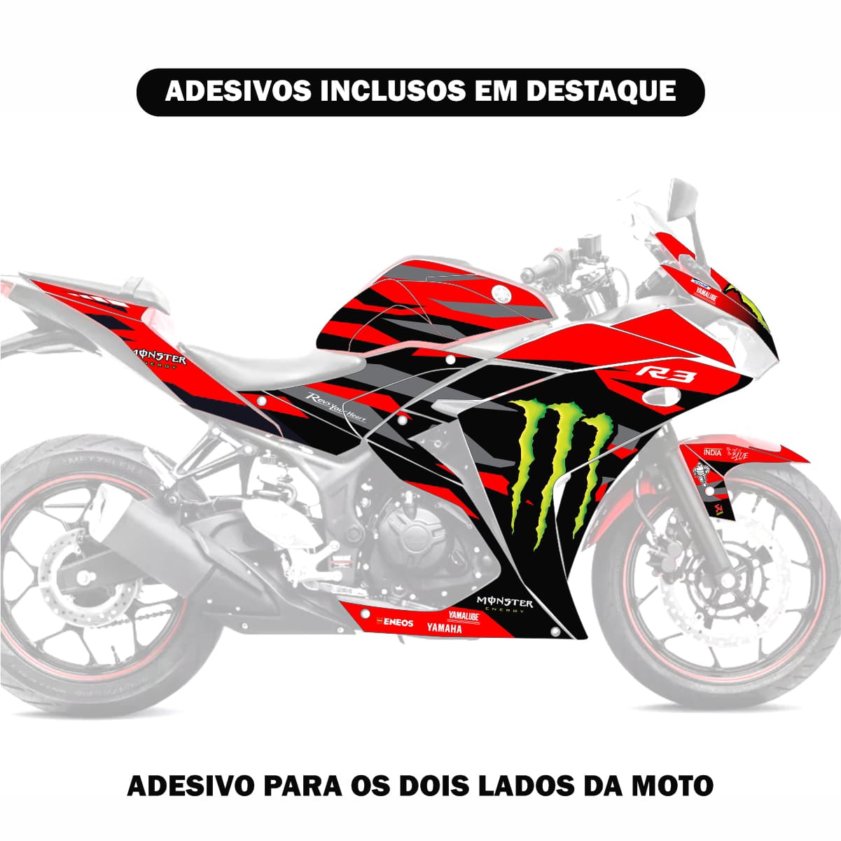 Adesivo R3 Completo 2013/2018 - M. Energy MotoGP Vermelho - Imagem 2
