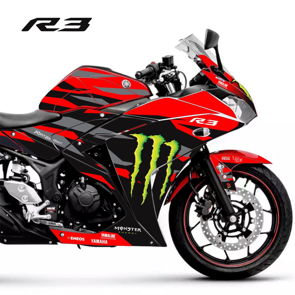 Adesivo R3 Completo 2013/2018 - M. Energy MotoGP Vermelho
