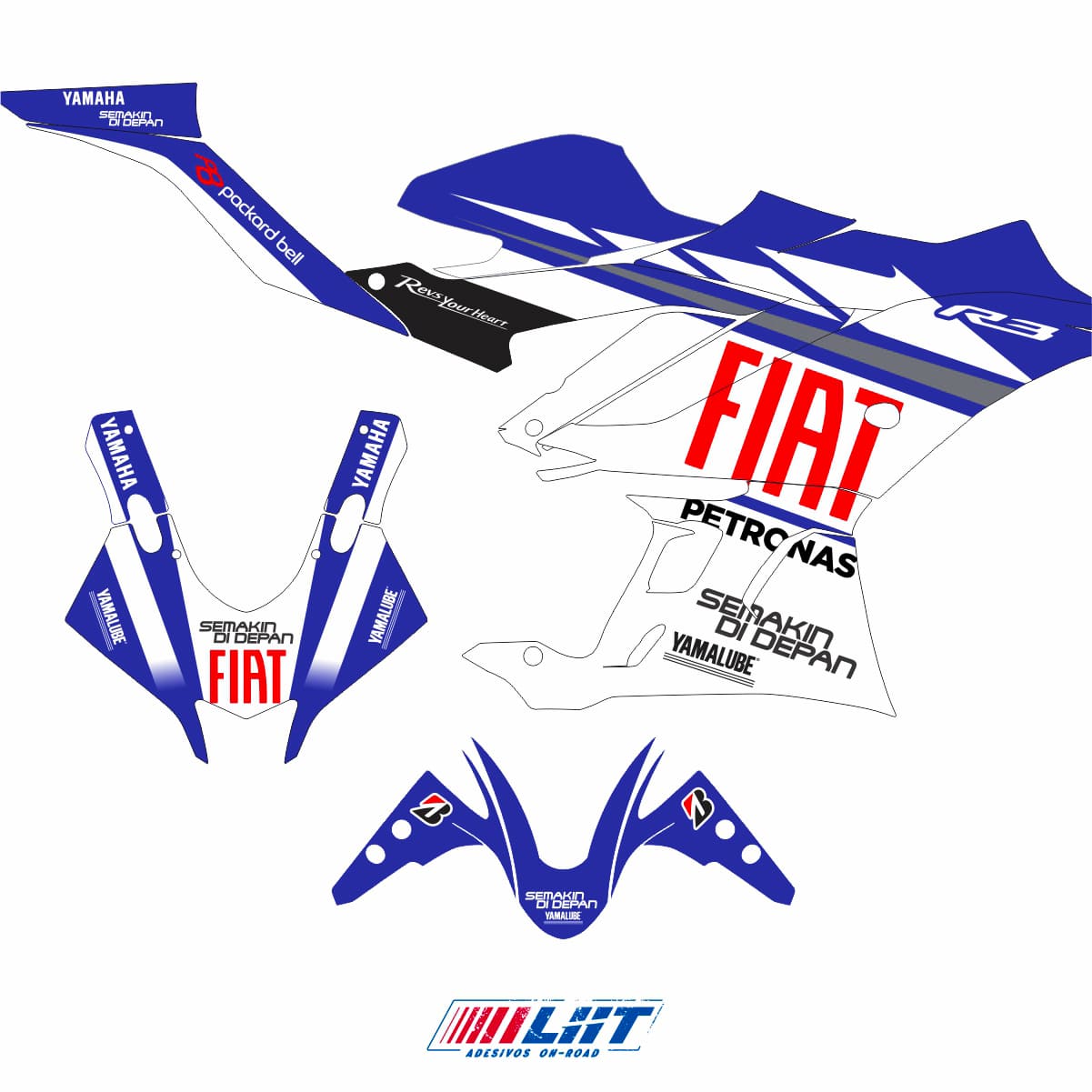 Adesivo R3 Completo 2020/2024 - Fiat MotoGP Azul - Imagem 3