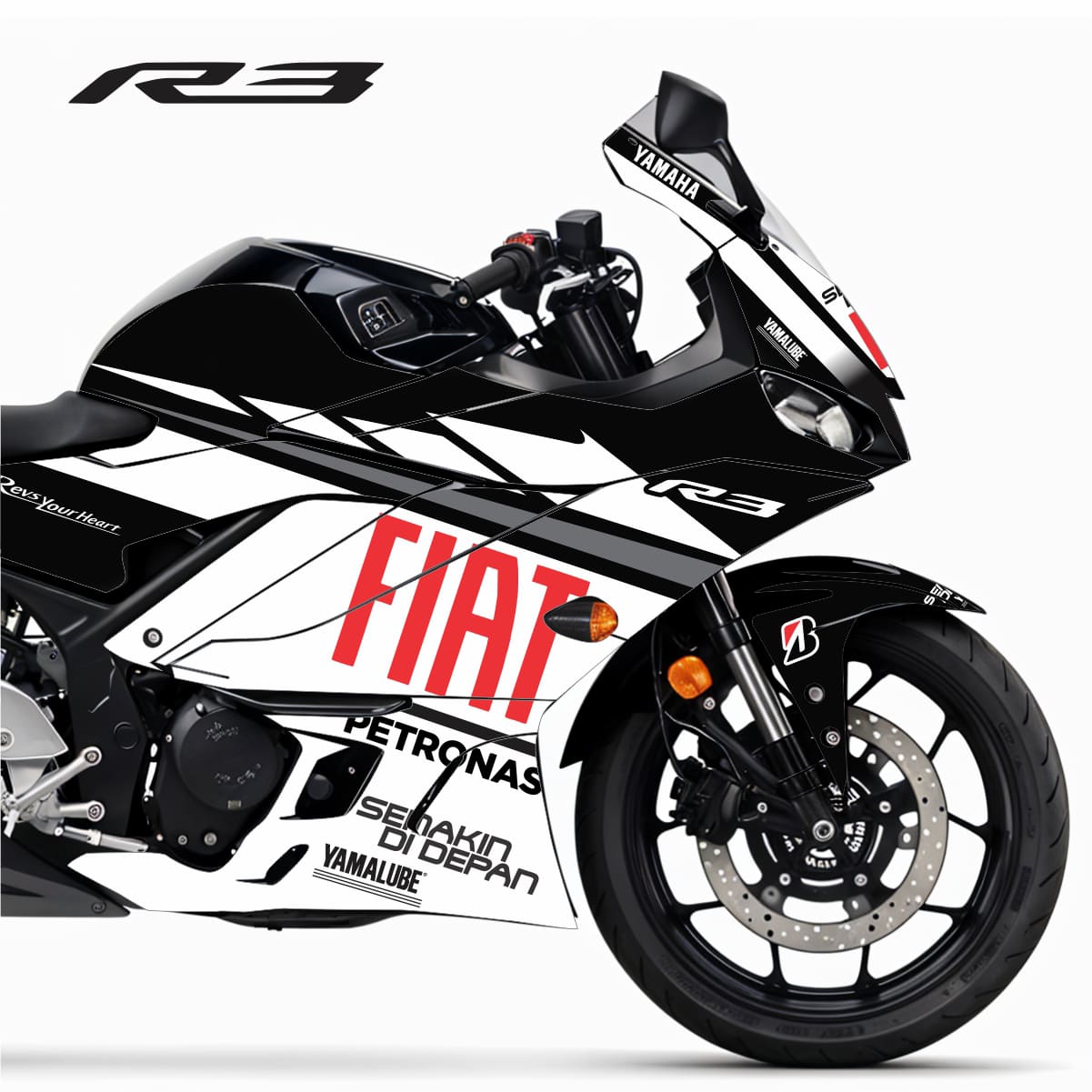 Adesivo R3 Completo 2020/2024 - Fiat MotoGP Preto