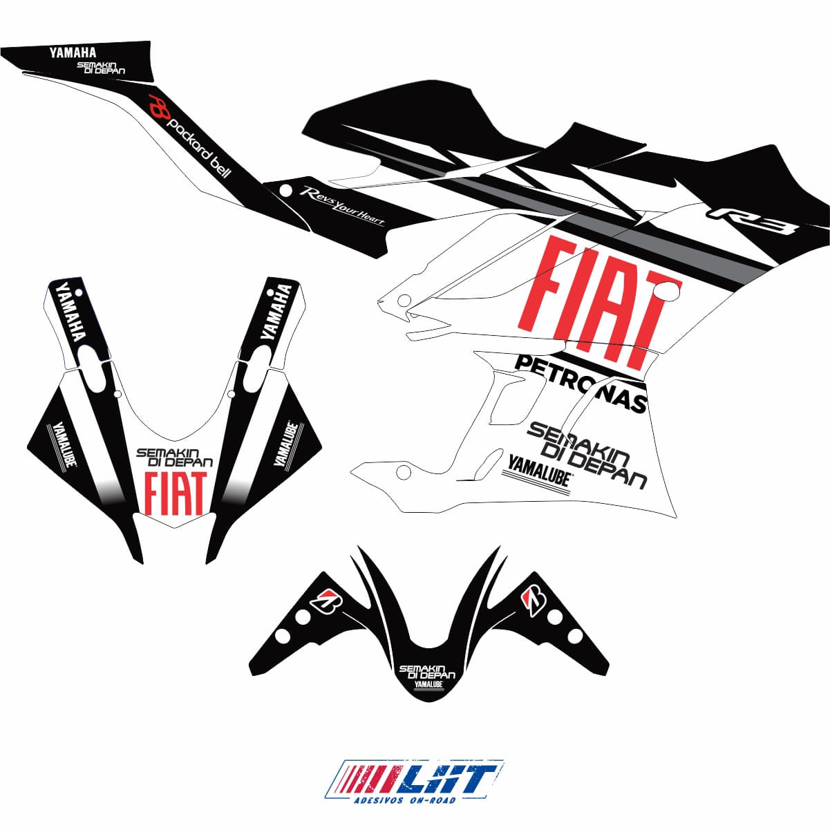 Adesivo R3 Completo 2020/2024 - Fiat MotoGP Preto - Imagem 3
