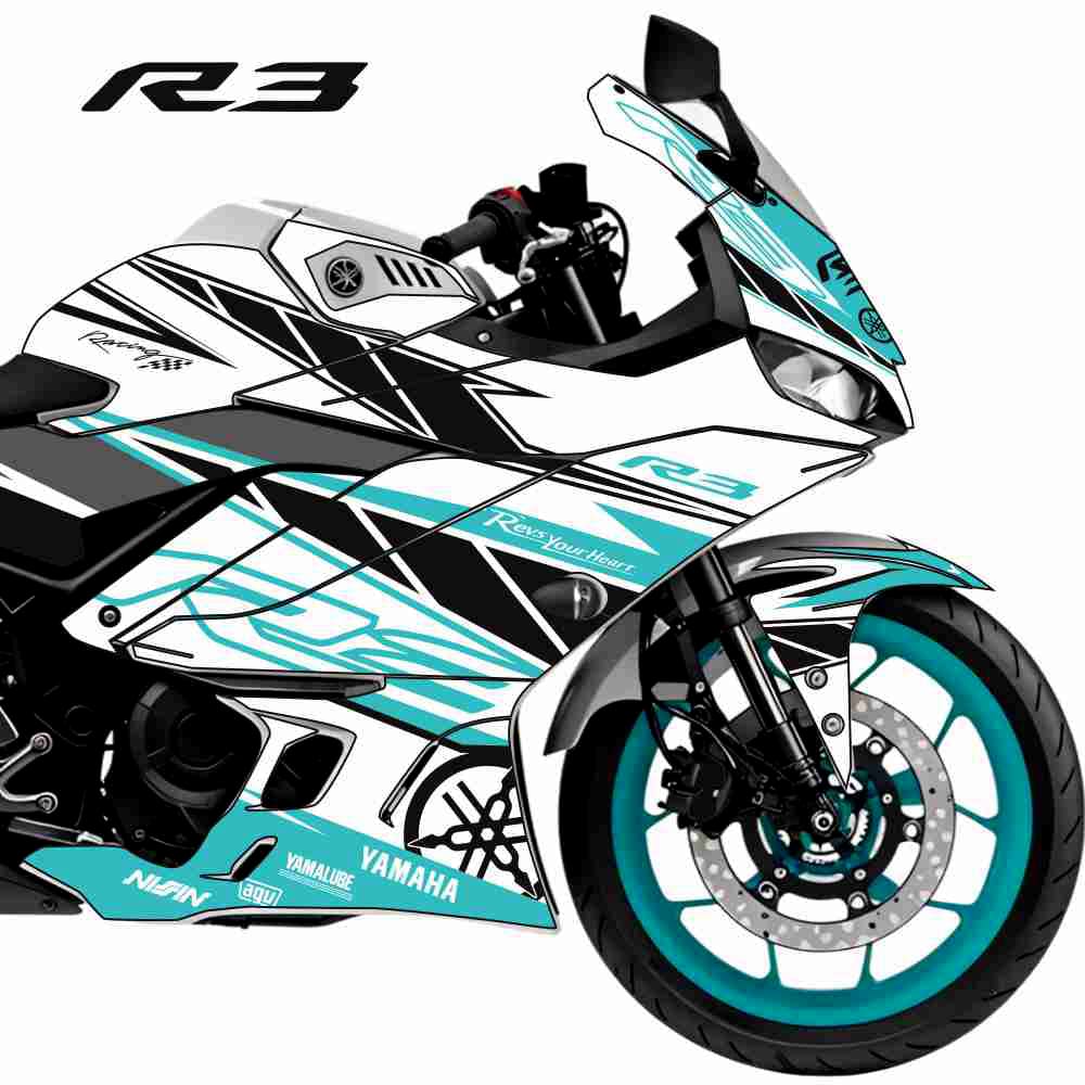 Adesivo R3 Completo 2020/2024 - Racing Flow Branco/Turquesa
