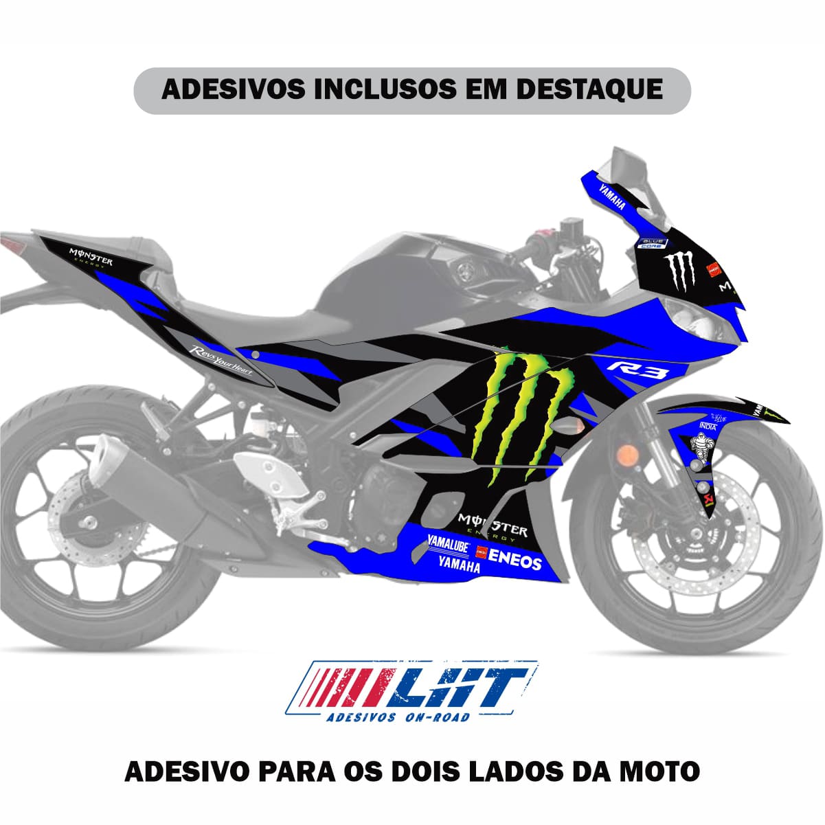Adesivo R3 Yzf Completo 2020/2024 - M. Energy MotoGP Preta - Imagem 2