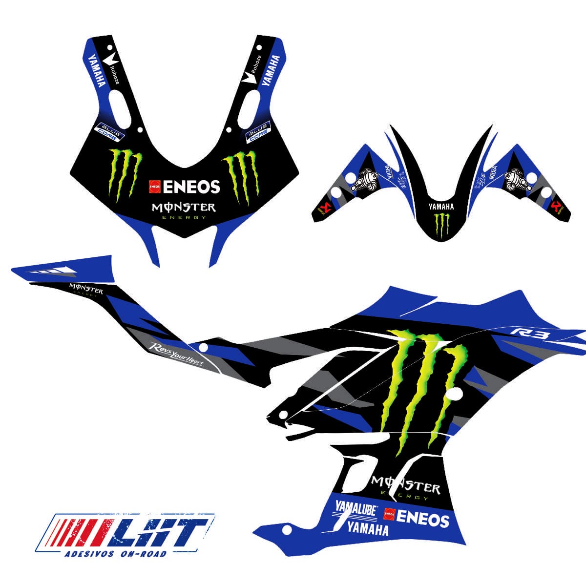 Adesivo R3 Yzf Completo 2020/2024 - M. Energy MotoGP Preta - Imagem 3