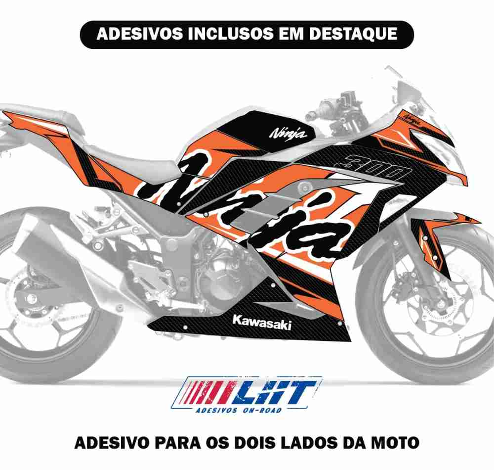 Adesivo Ninja 300 Completo 2013/2024 - Carbon Racing - Imagem 8