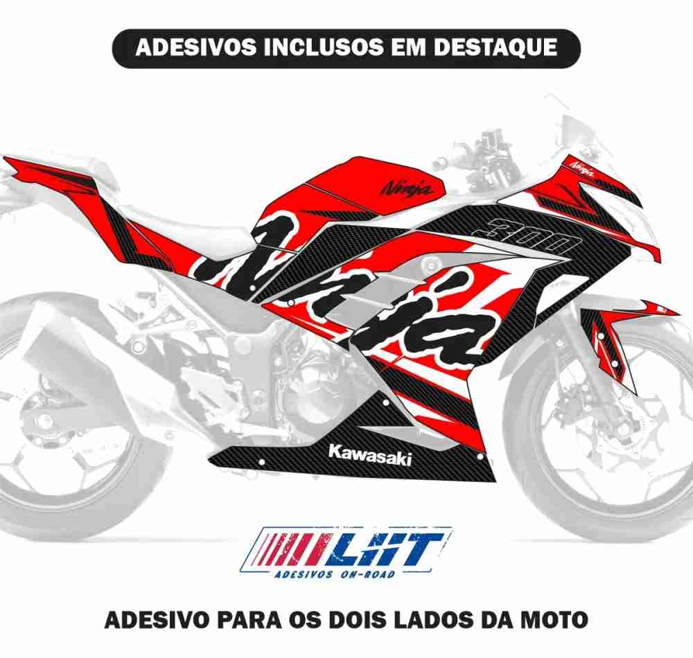 Adesivo Ninja 300 Completo 2013/2024 - Carbon Racing - Imagem 2