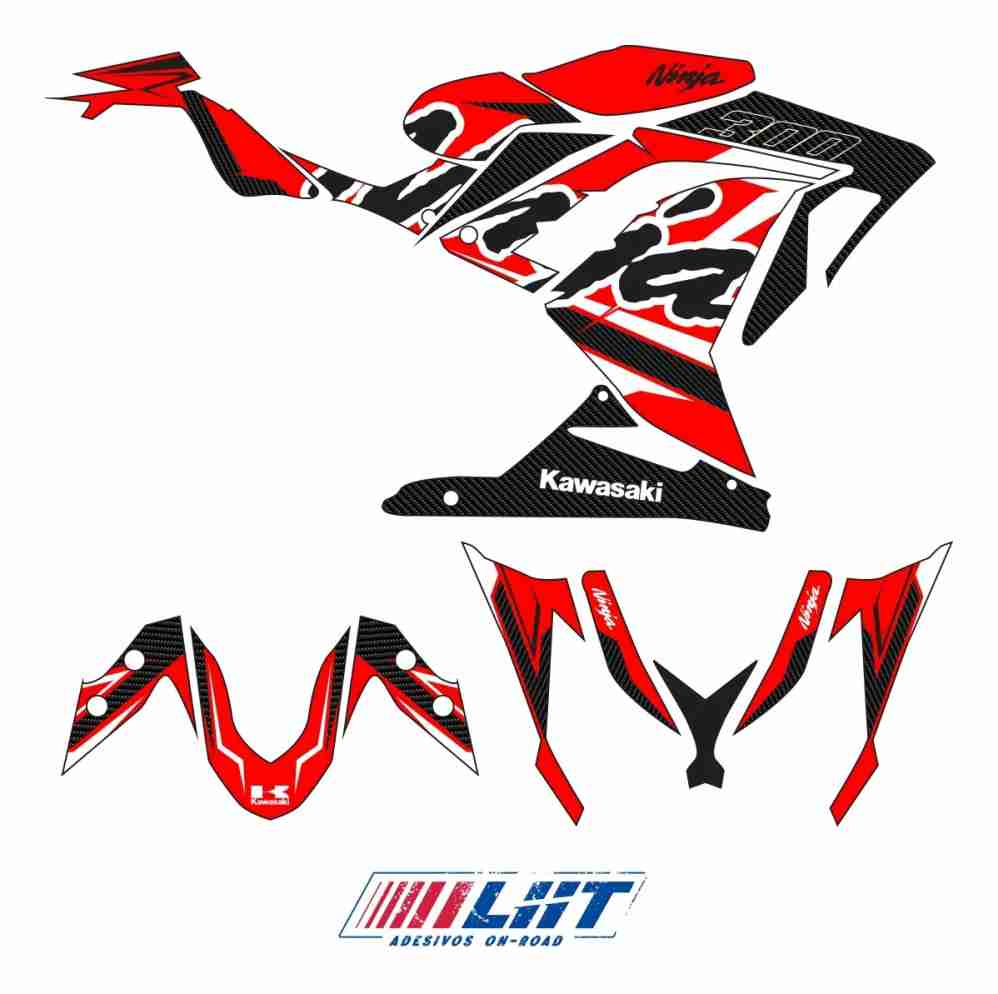 Adesivo Ninja 300 Completo 2013/2024 - Carbon Racing - Imagem 3