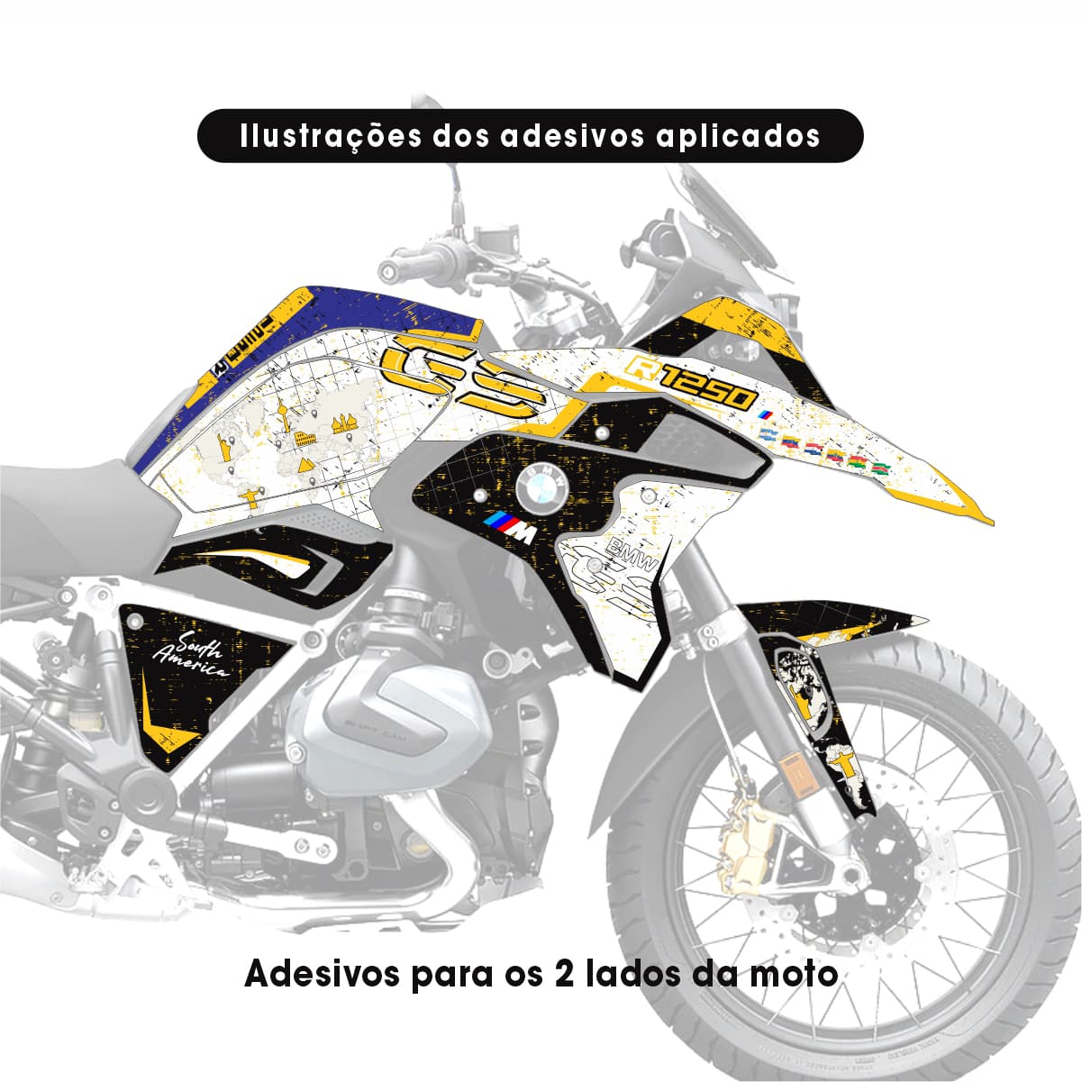Adesivo Bmw 1250/1200 GS Completo 2017/2023 - World Map - Imagem 8