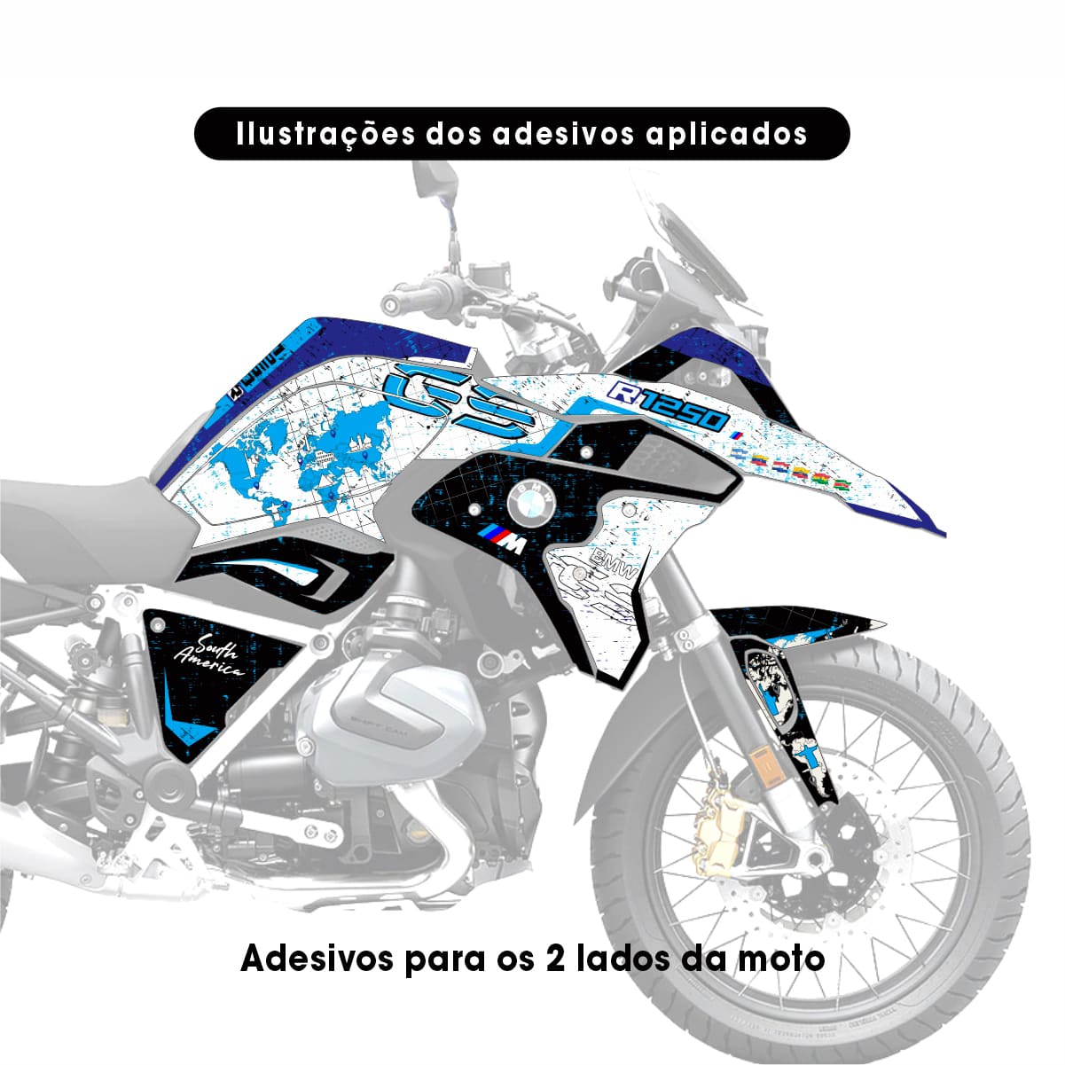 Adesivo Bmw 1250/1200 GS Completo 2017/2023 - World Map - Imagem 5