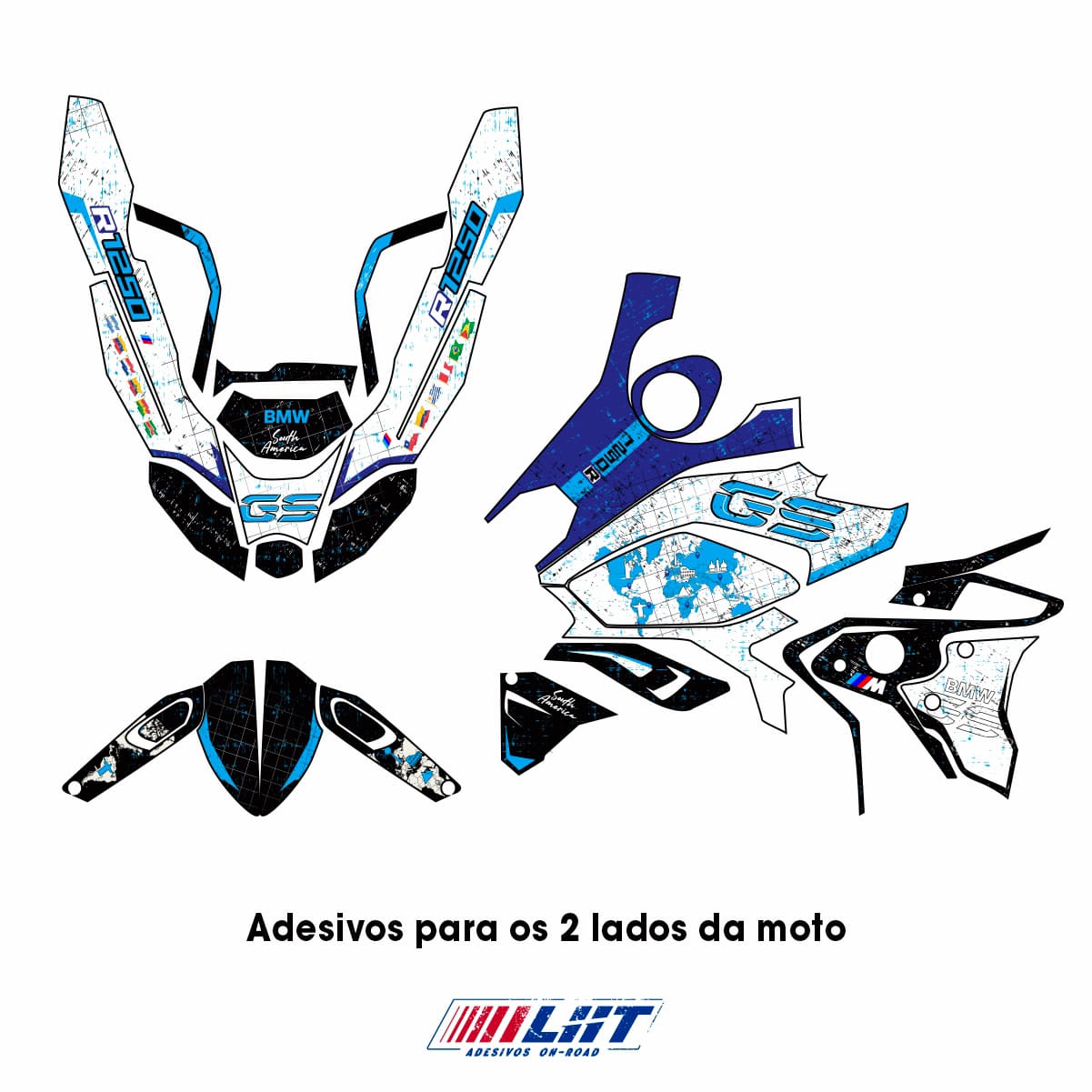 Adesivo Bmw 1250/1200 GS Completo 2017/2023 - World Map - Imagem 4