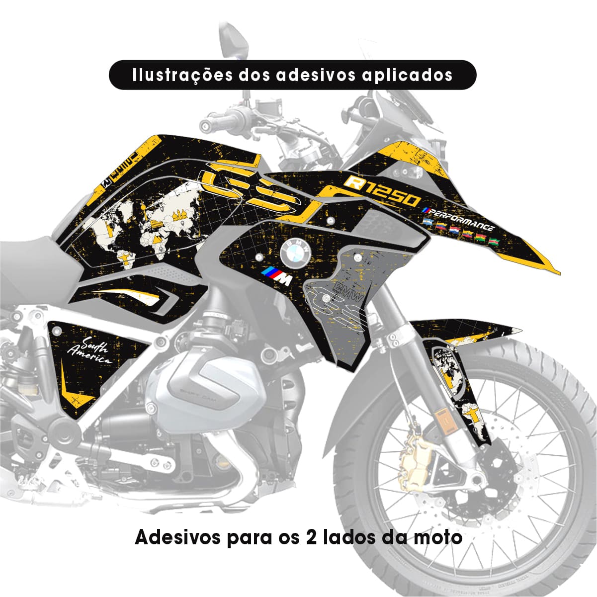 Adesivo Bmw 1250/1200 GS Completo 2017/2023 - World Map - Imagem 2