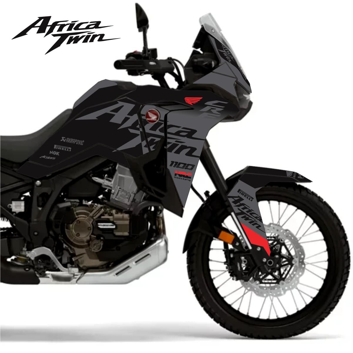 Adesivo Africa Twin 1100L Completo 2020/2023 - All Black Edição Especial Fosca