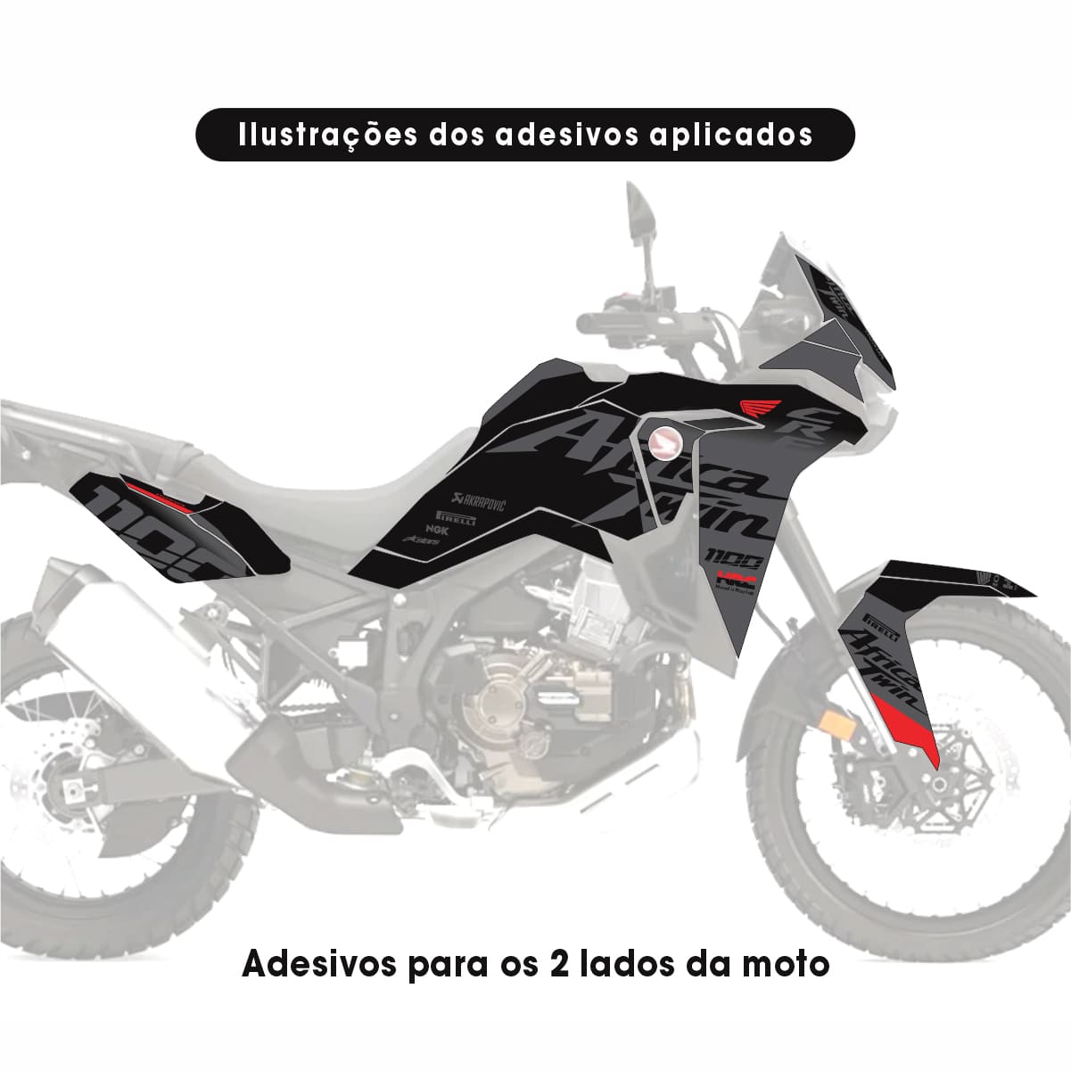 Adesivo Africa Twin 1100L Completo 2020/2023 - All Black Edição Especial Fosca - Imagem 2