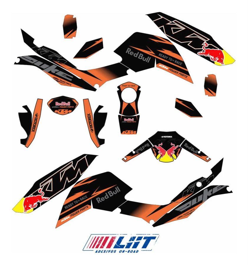 Adesivo Duke 200/390 Ktm Completo - R. Bull Racing Preta - Imagem 3