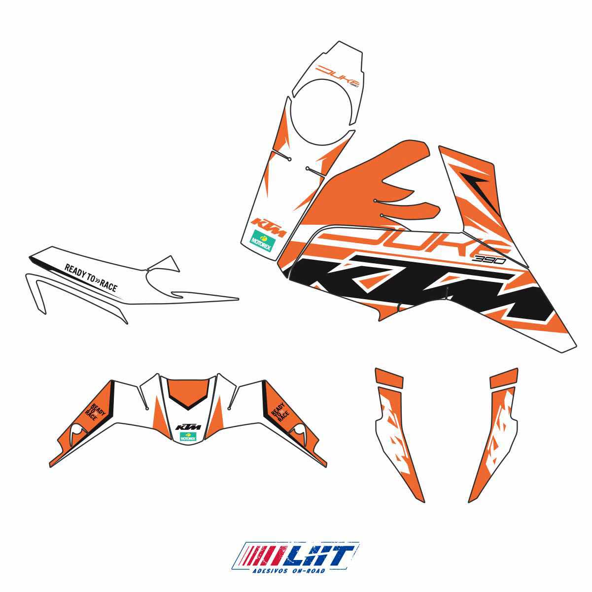 Adesivo Duke 390 Ktm Completo - Spark Line Laranja - Imagem 3