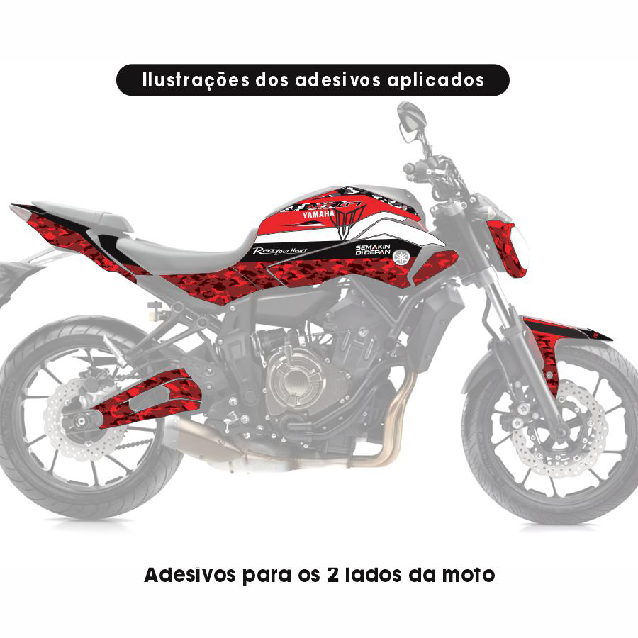 Adesivo MT 07 Completo 2015/2017 - Camuflada Vermelha - Imagem 3