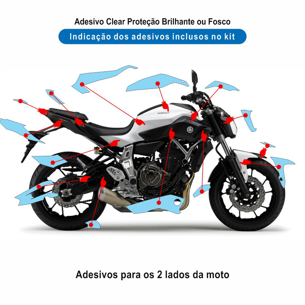 Adesivo Proteção MT 07 2015/2017 Completo Transparente - Imagem 2