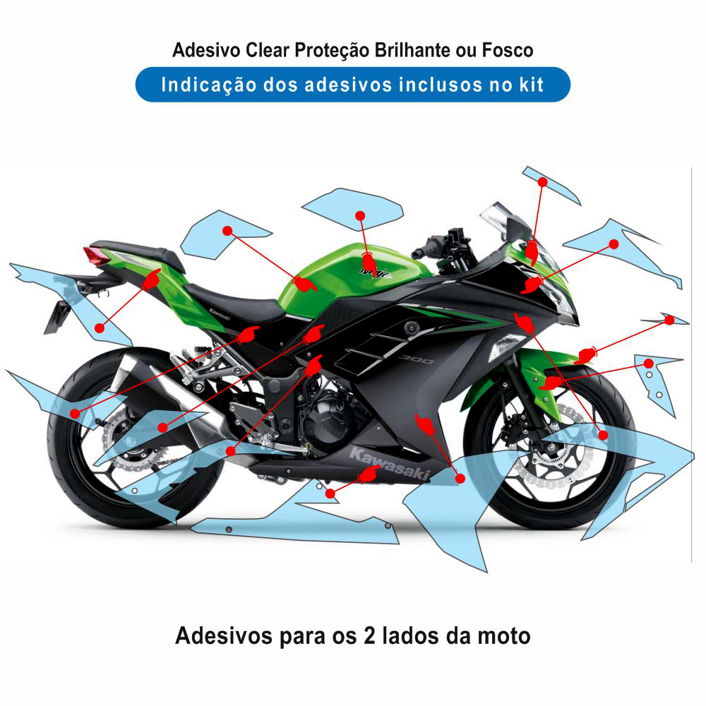 Adesivo Proteção Ninja 300 2013/2024 Completo Transparente - Imagem 2