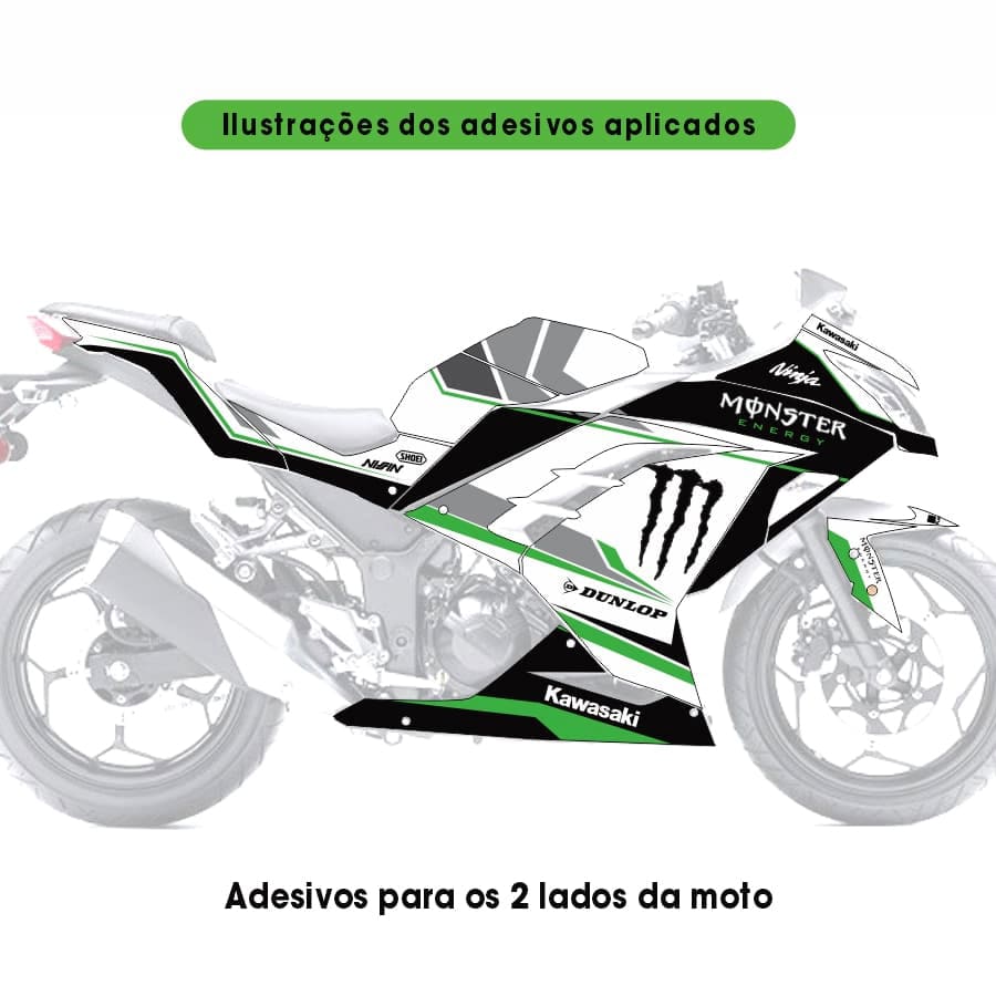 Adesivo Ninja 300 Completo 2013/2024 - M. Energy Standard - Imagem 5