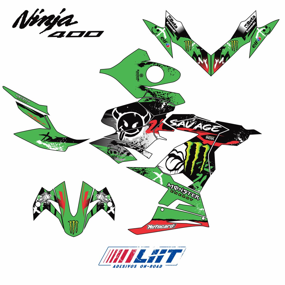 Adesivo Ninja 400 Completo 2018/2024 - M. Energy Savage - Imagem 3