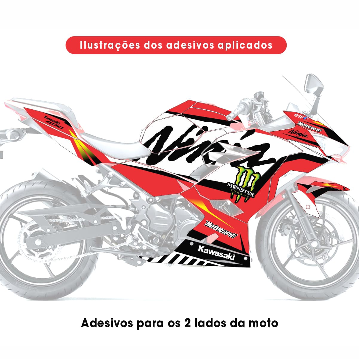 Adesivo Ninja 400 Completo 2018/2024 - Kawasaki Valt Vermelha - Imagem 2