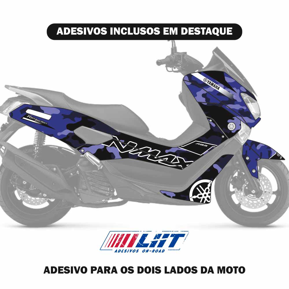 Adesivo Nmax 160 Completo 2015/2020 - Camuflado Azul - Imagem 2