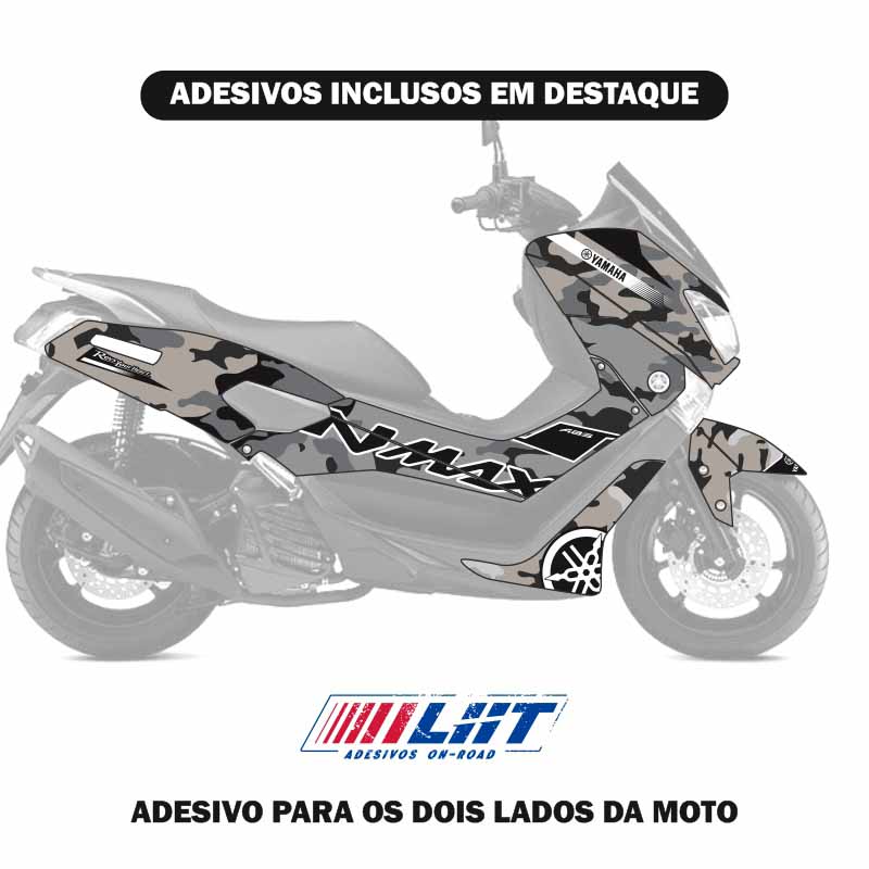 Adesivo Nmax 160 Completo 2015/2020 - Camuflado Cinza - Imagem 3