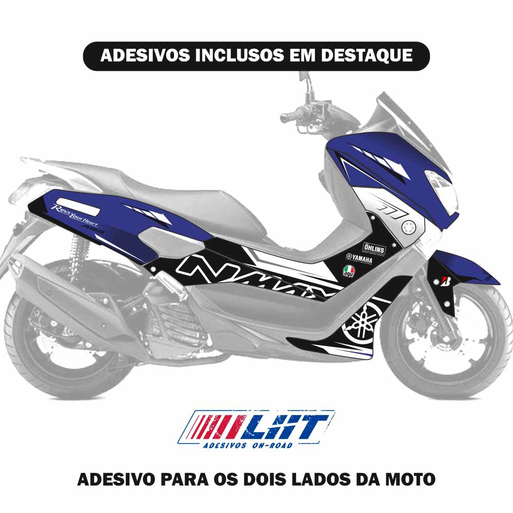 Adesivo Nmax 160 Completo 2015/2020 - Yamaha Racing Pro Azul - Imagem 2